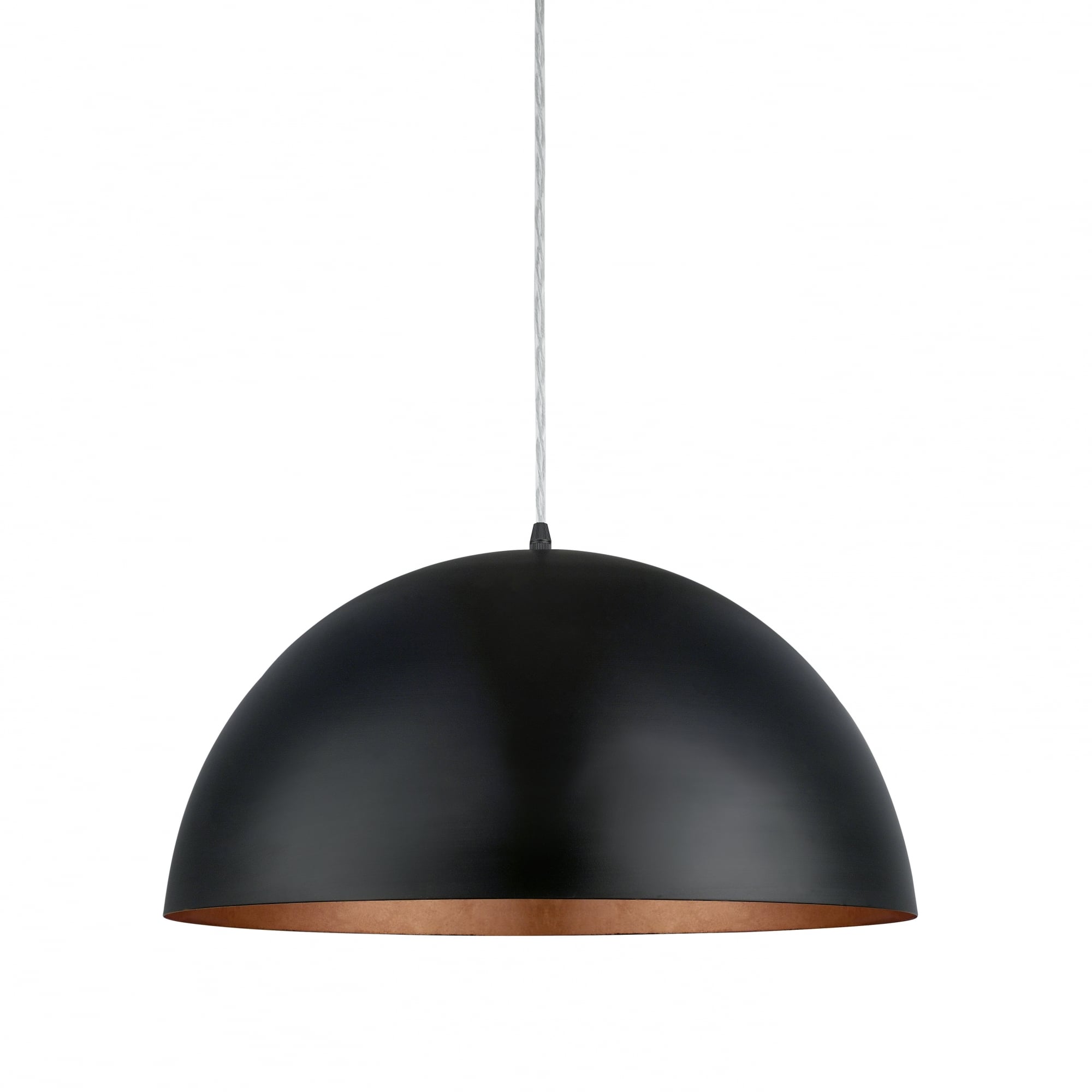 Gaetano Matte Black and Copper Dome Hanging Lamp, 530mm