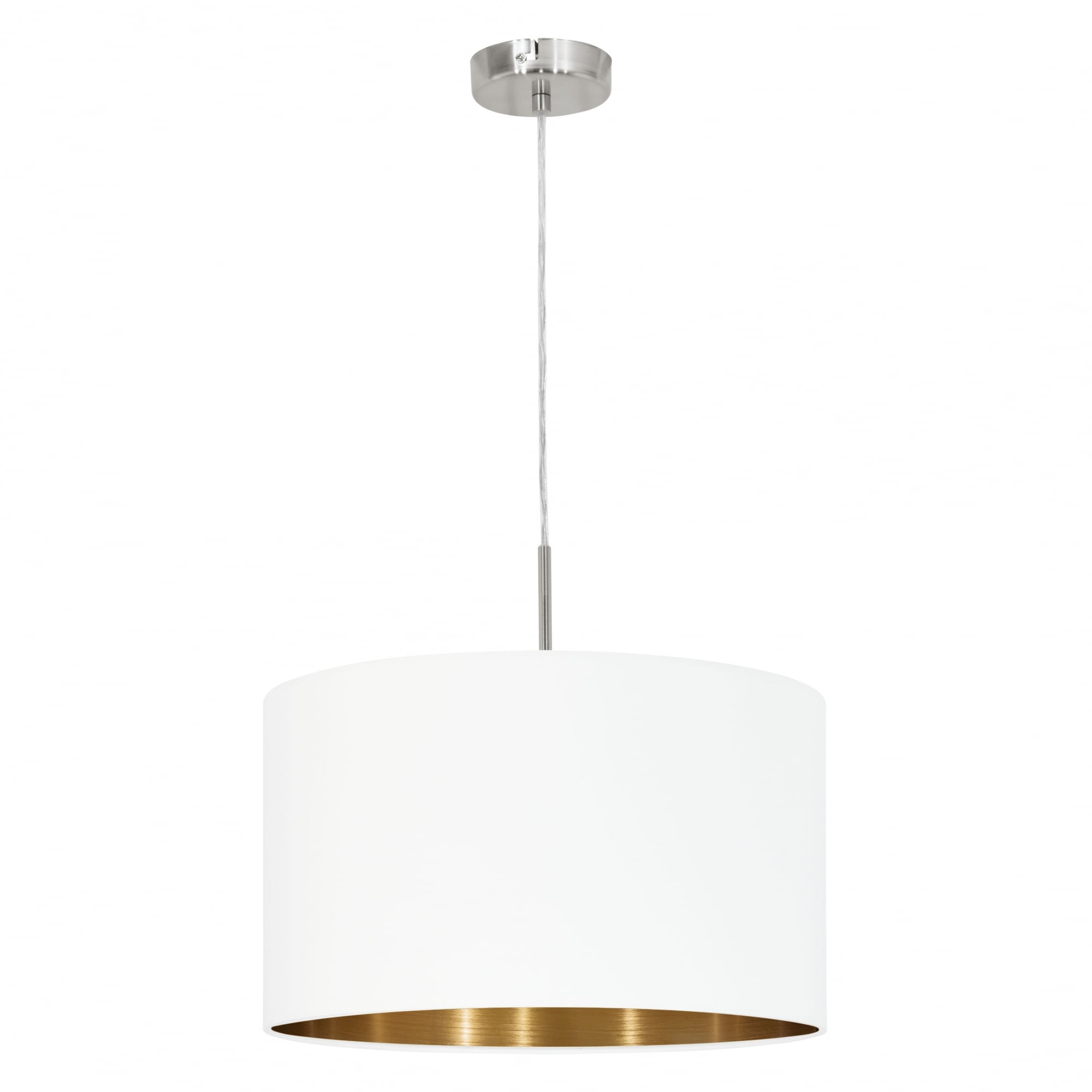 Pasteri 380mm White Drum Shade Pendant with Gold Lining