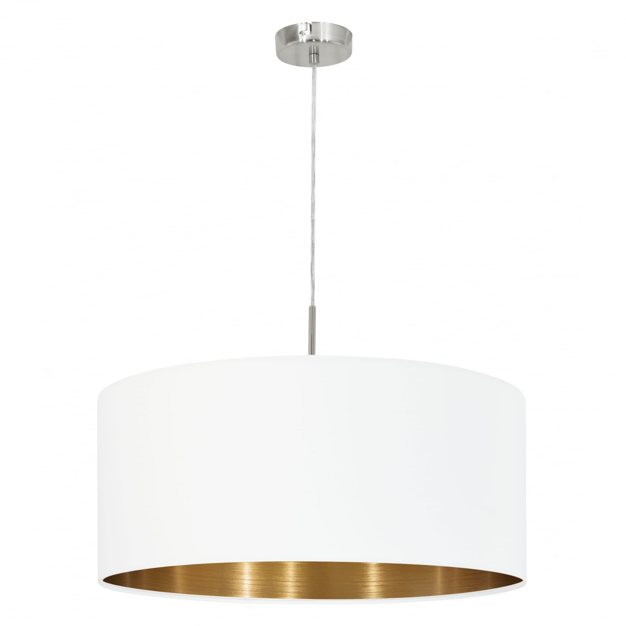 Pasteri 530mm White Drum Shade Pendant with Gold Lining