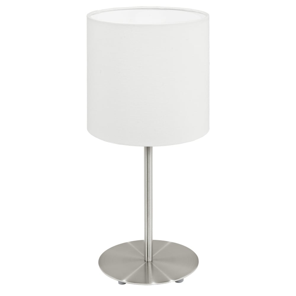 Pasteri 275mm Chrome Bedside Lamp with White Shade