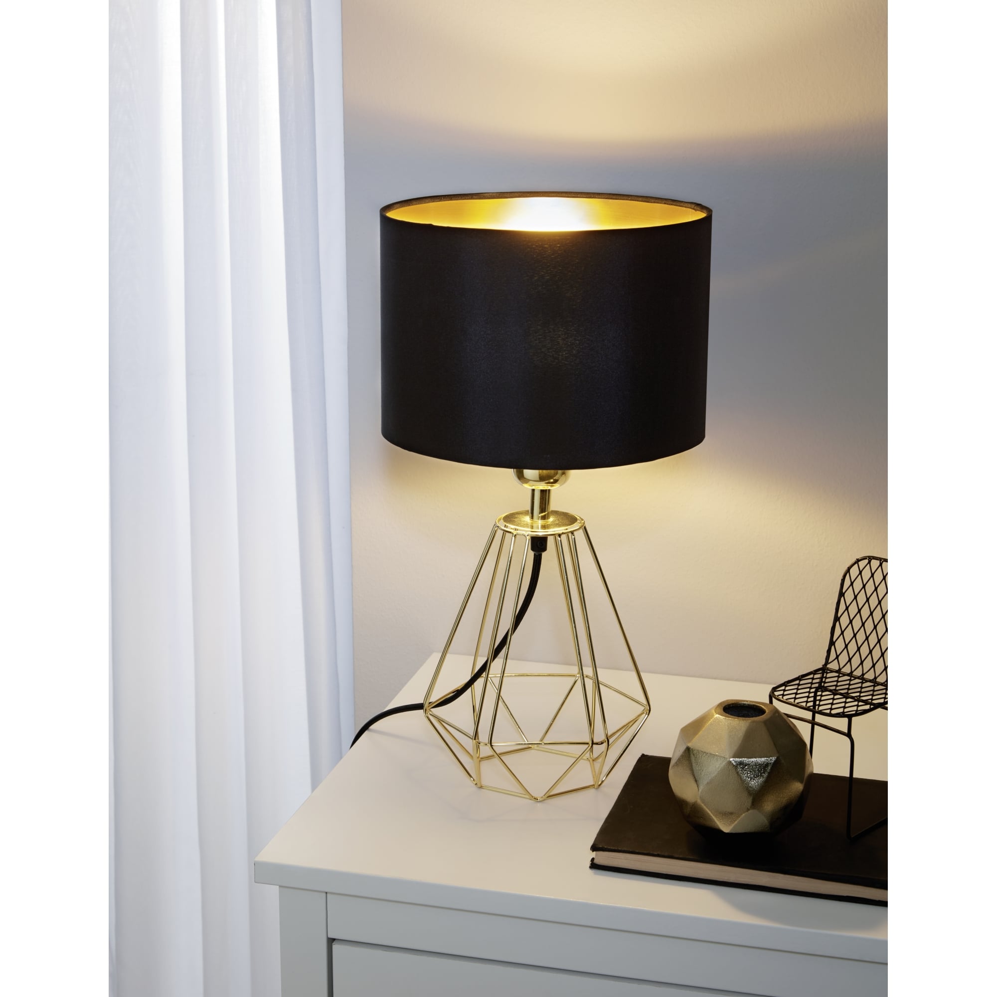 Carlton Gold Wire Frame Table Lamp and Shade