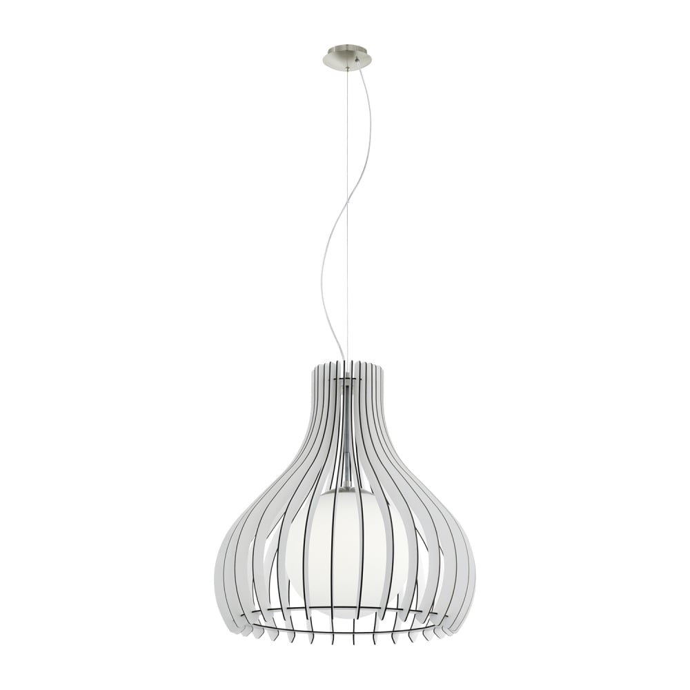 TINDORI Open Dome Steel & Satin Nickel Ceiling Pendant - White