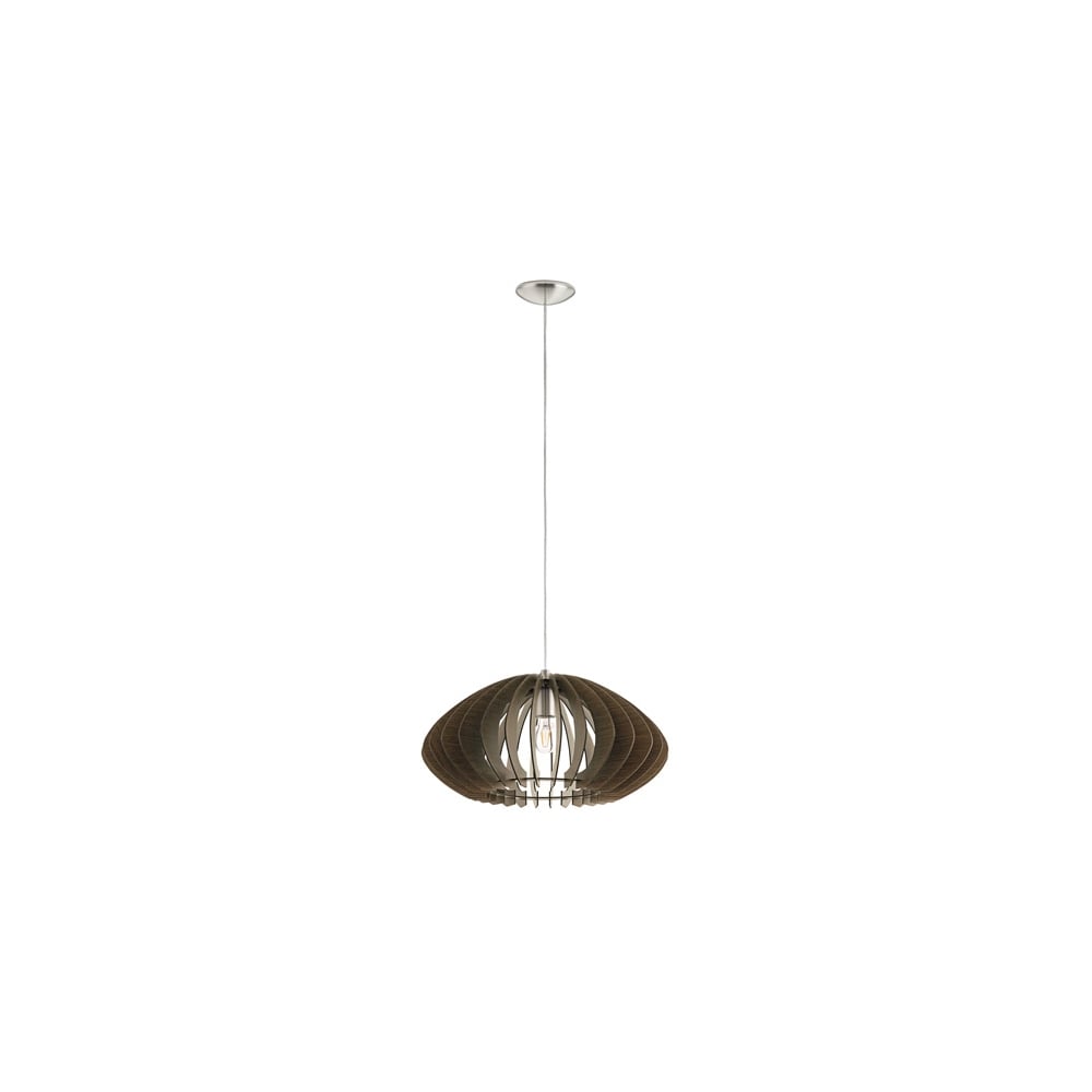 Cossano Modern Dark Brown Wood Pendant Saucer Lamp