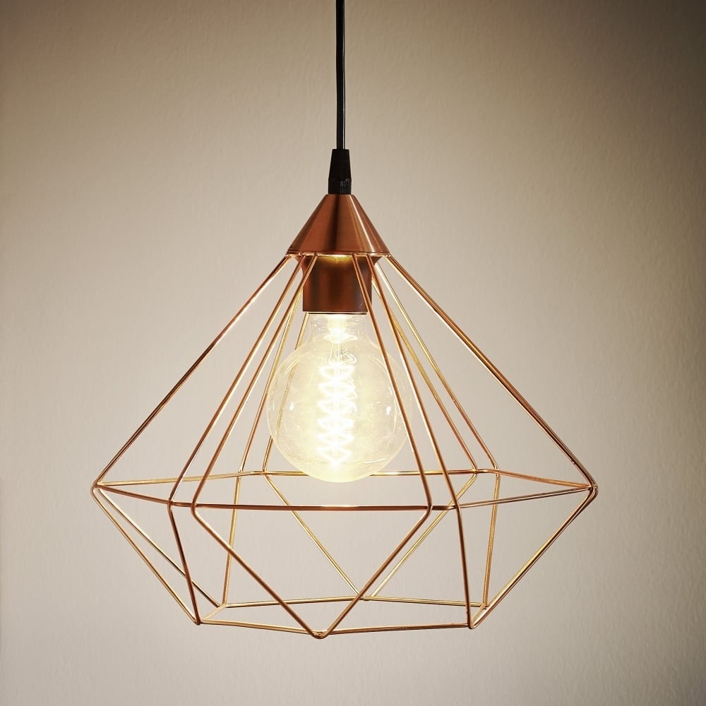 Tarbes Vintage Geometric Cooper Ceiling Pendant, Large