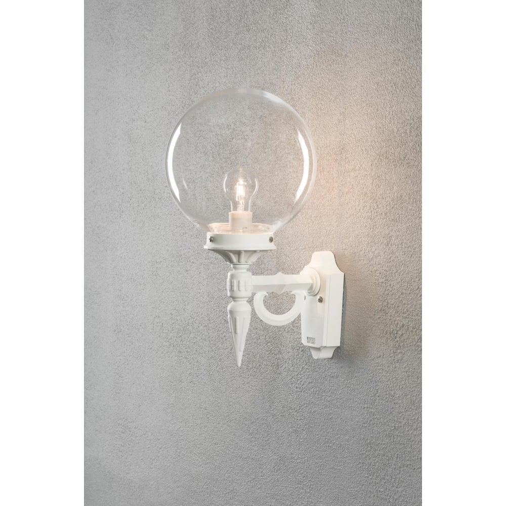 Orion White Outdoor Wall Lantern and Globe