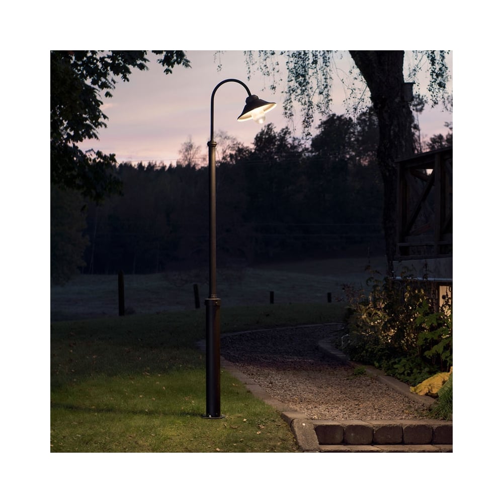 Vega Black Swan Neck Garden Column Lantern Post