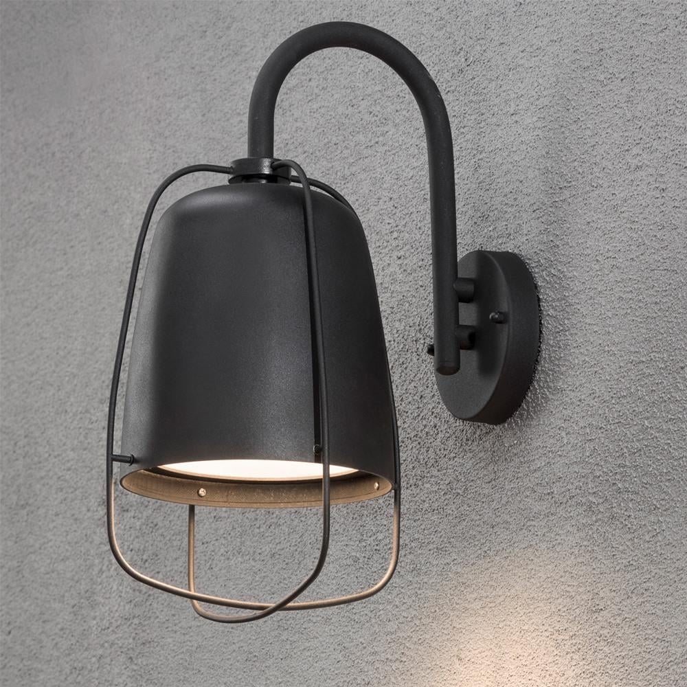 Perguia Vintage Black Porch Wall Light with Cage