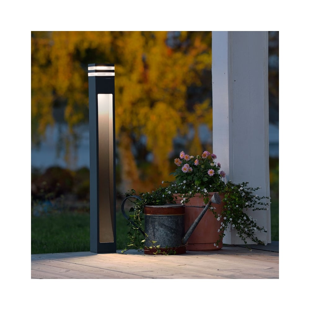 Massa Grey Garden Bollard Post Light with Acrylic Lens