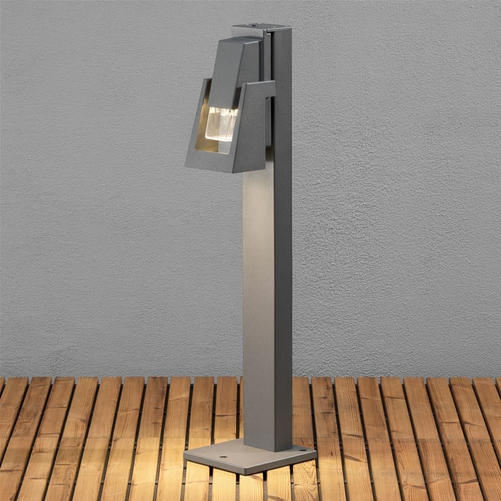 Potenza Grey Oil Lantern Style Garden Post Light