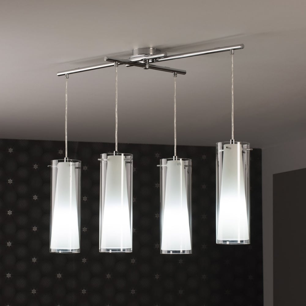 Pinto Clear and Frost Glass 4 Pendant Drop Light