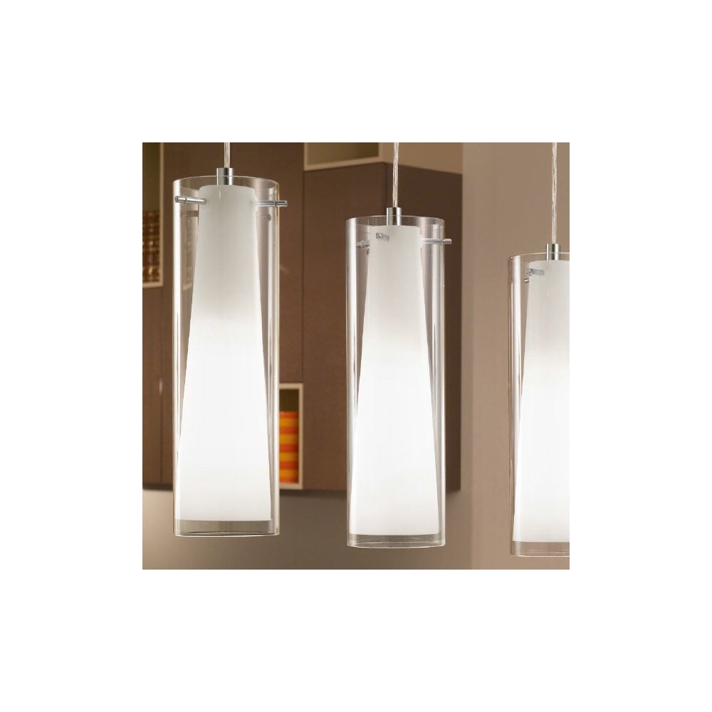 Pinto Clear and Frost Glass Triple Pendant Drop Light