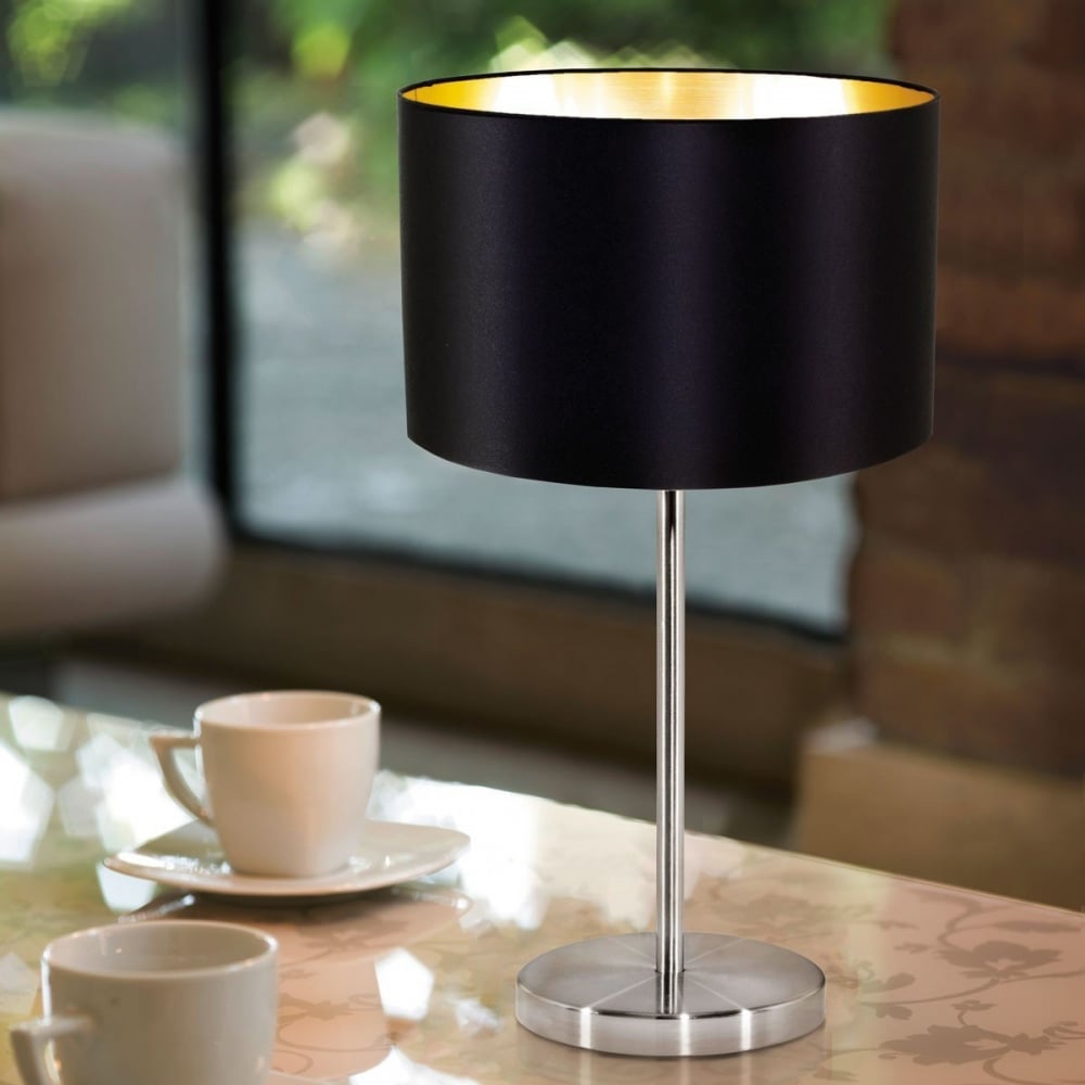 MASERLO Steel Black & Gold Table Lamp