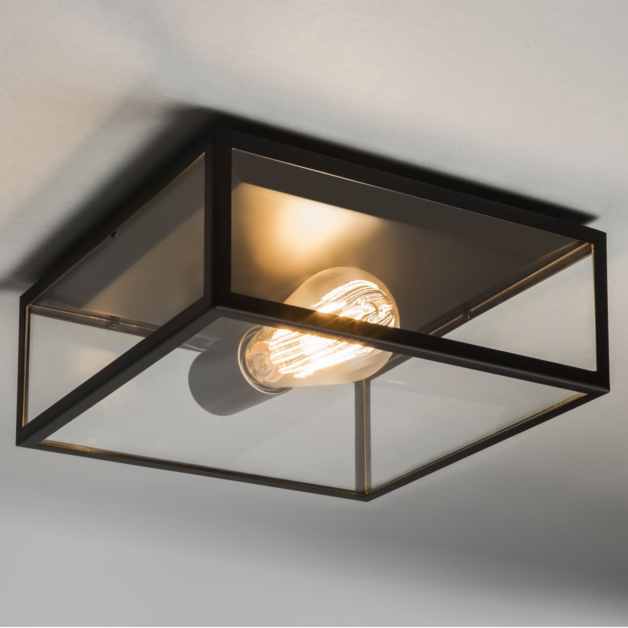 Bronte Black Square Ceiling Lantern Style Light