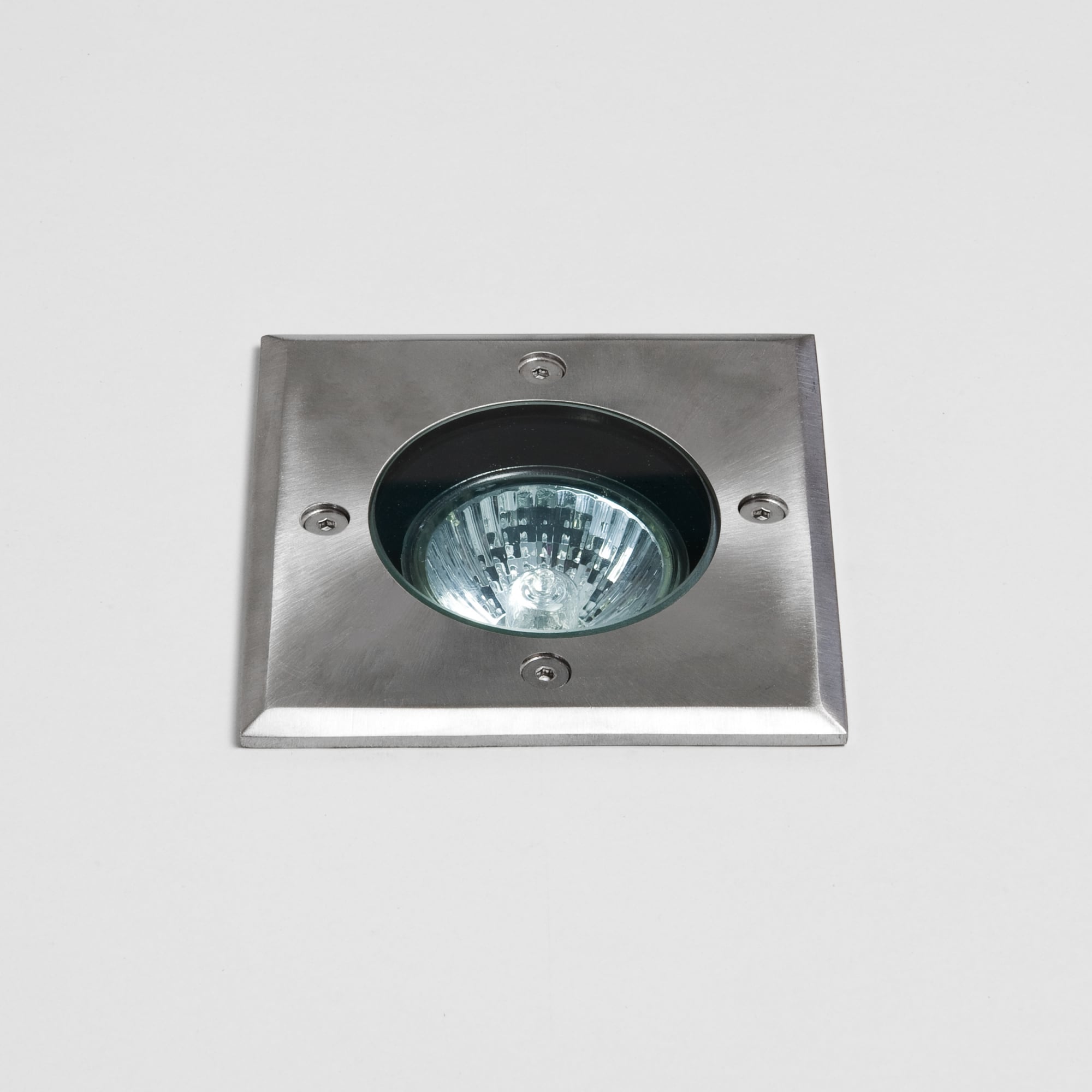 Gramos Stainless Steel Square Ground Light with Round Glass