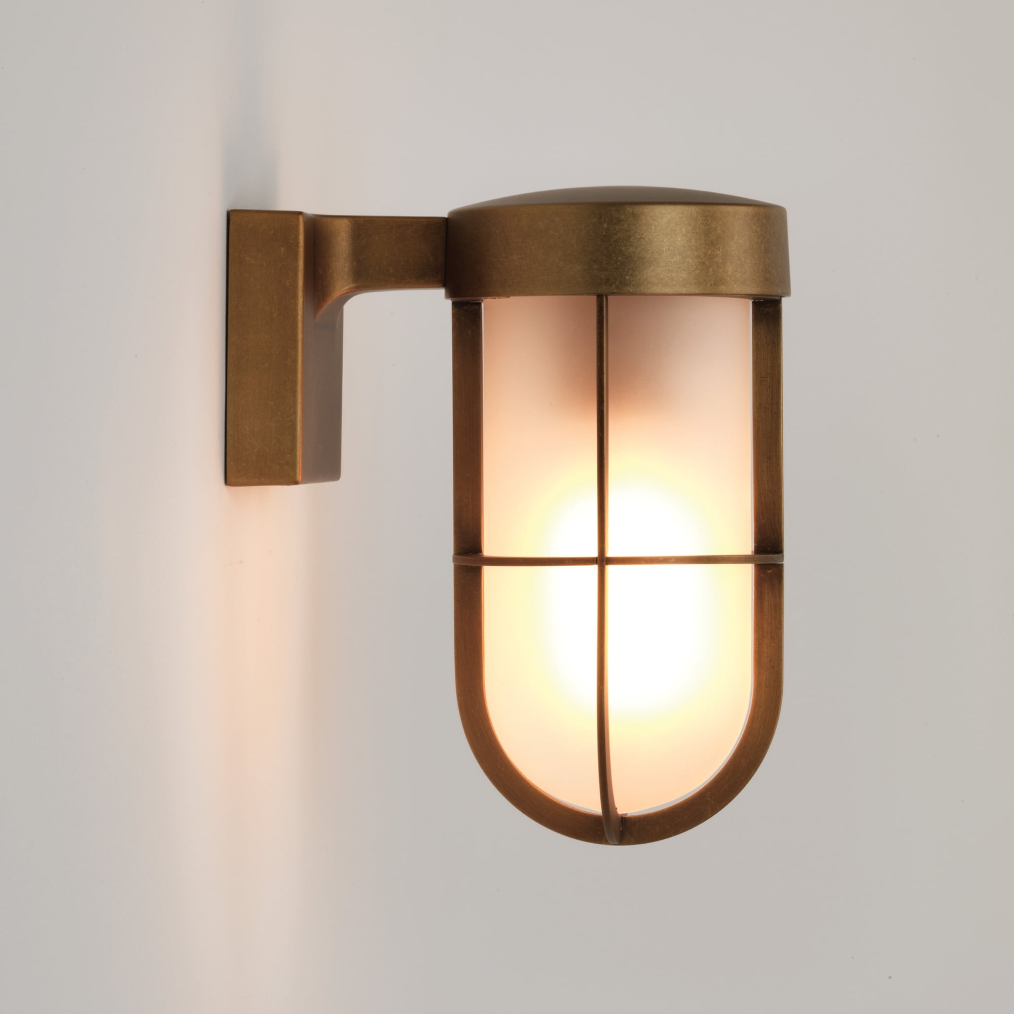 Cabin Polished Ant Bronze Wall Light with Frosted Glass