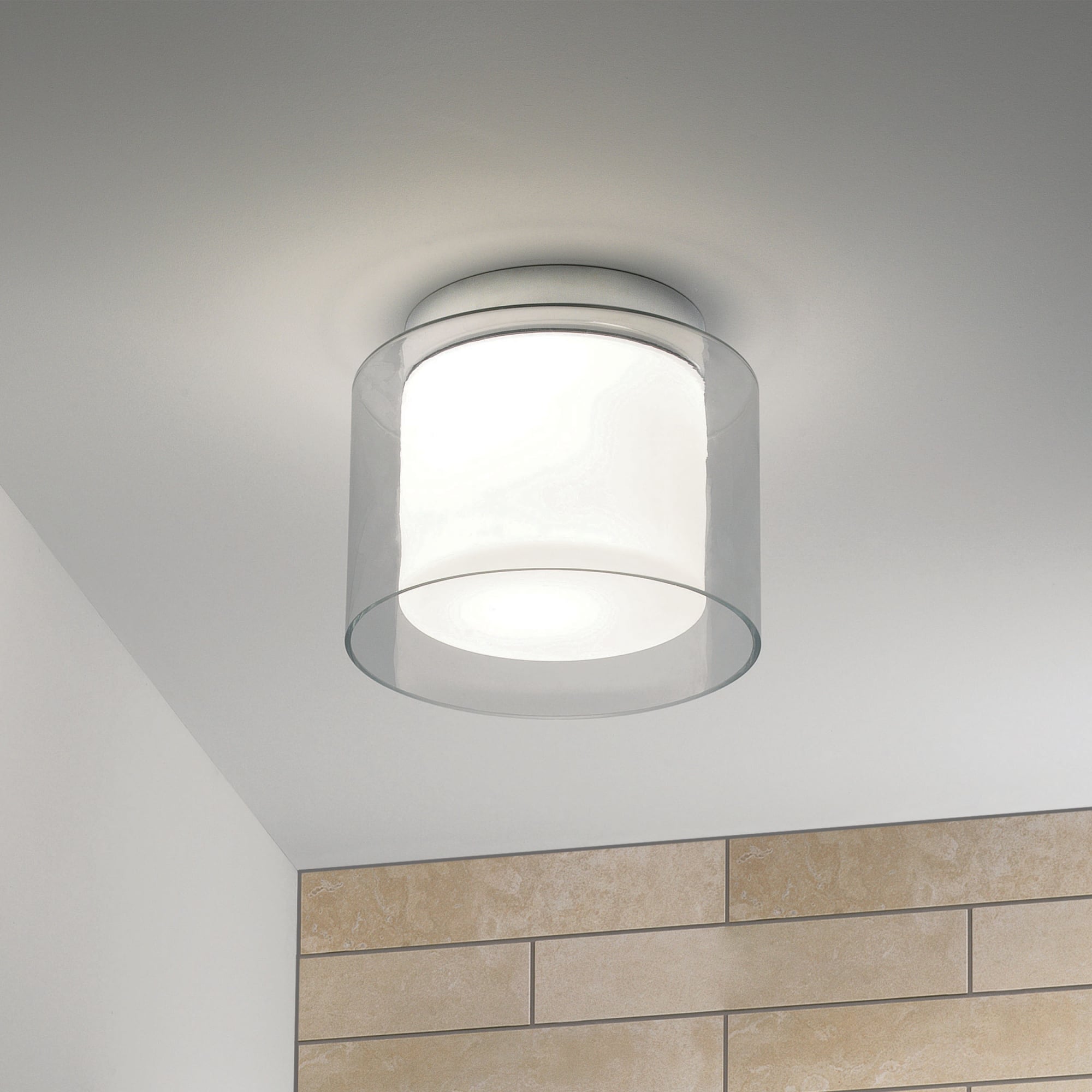 Arezzo Clear and Frosted Glass Ceiling Drum Light