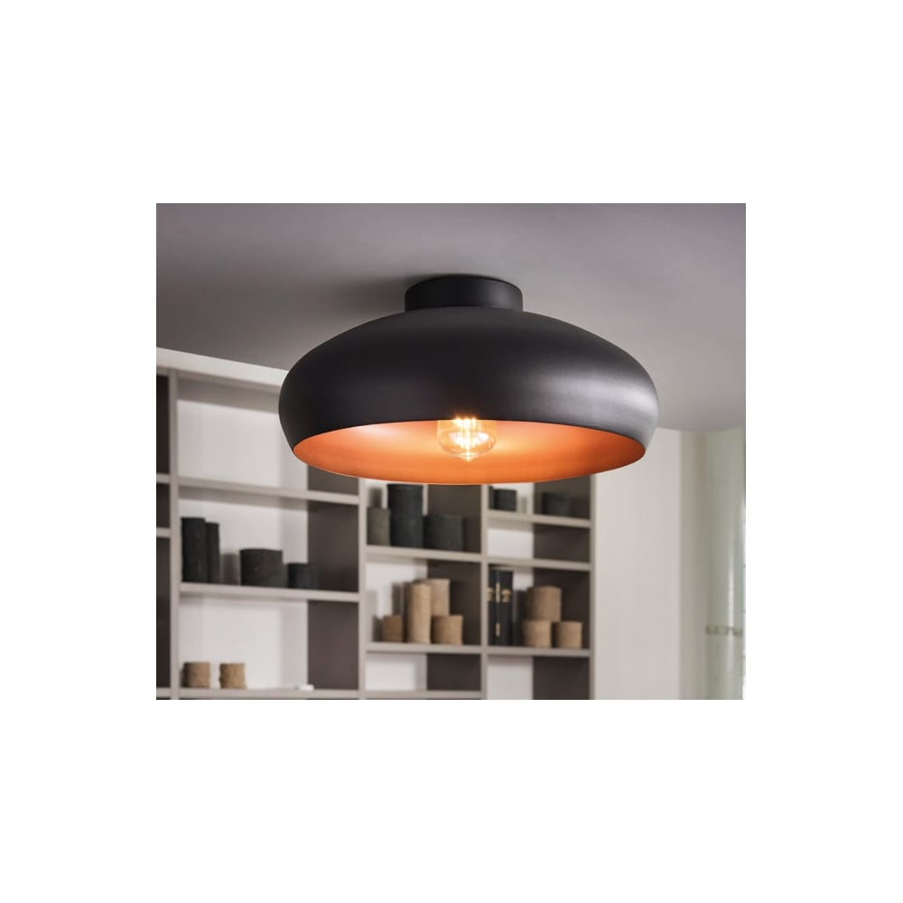 Mogano Open Bowl Black and Gold Ceiling Light