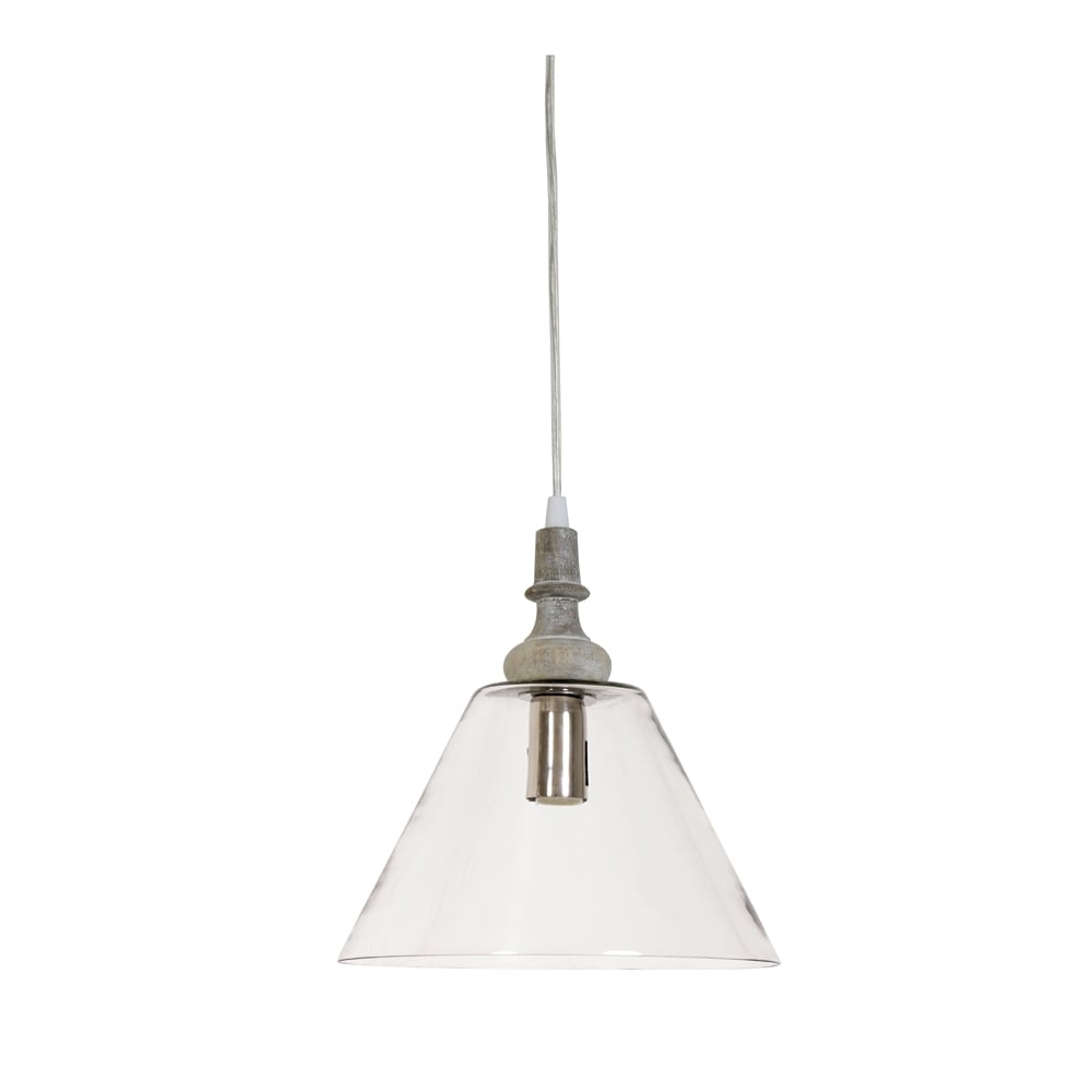 Hanging Pendant Lamp E14 D24x25cm Lyana Glass With Wooden Top