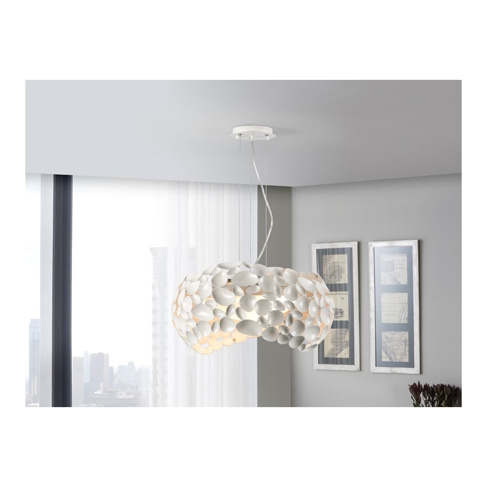 Narisa 47cm White Designer Ceiling Pendant Lamp, 5 Light