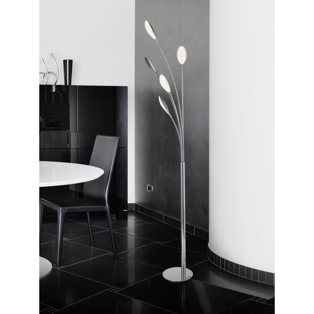 Lucila Modern Chrome LED Floor Lamp, 5 Lamps