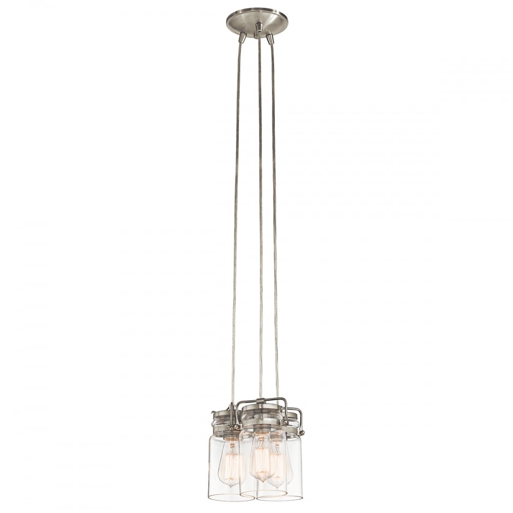 Brinley 3 Light Pendant Brushed Nickel 3 Light Light Pendant