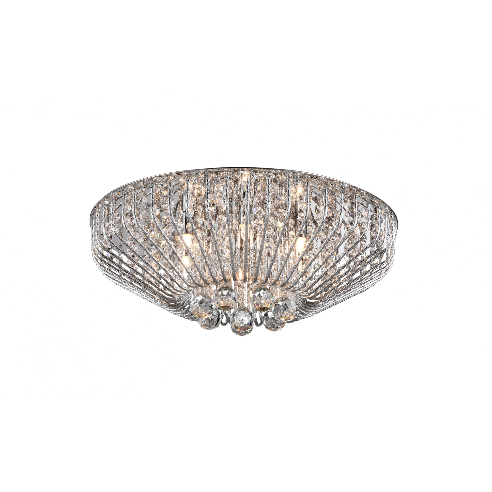 Carlo Polished Chrome with Crystal 5 Bulb Flush Ceiling Light, 52cm