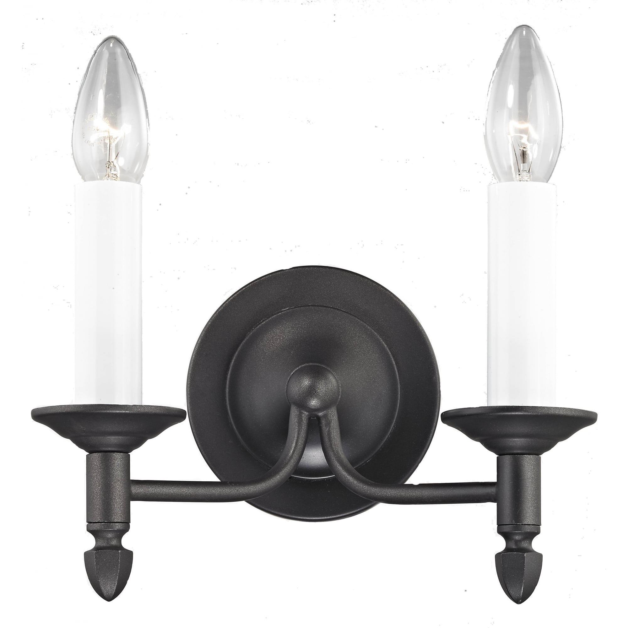 Canterbury Black 2 Bulb Wall Light, 25cm