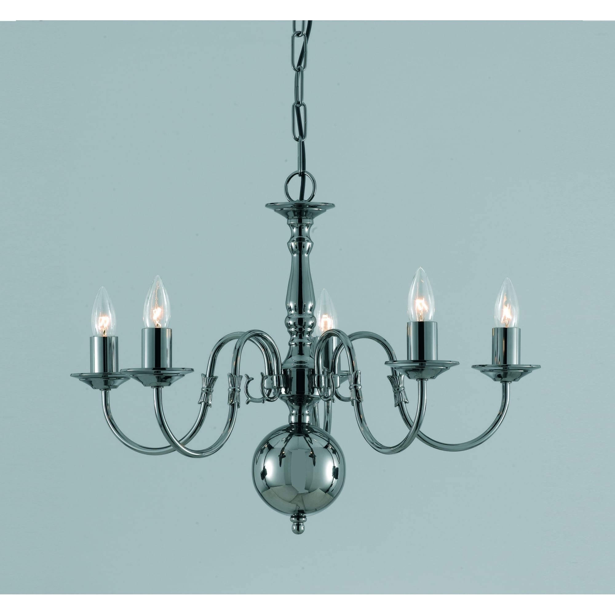 Flemish Gold 5 Bulb Chandelier, 58cm