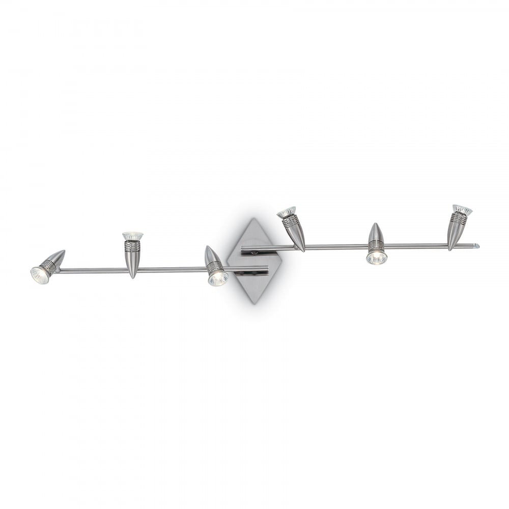 Alfa Modern Nickel Design 2 Arm Wall and Ceiling 6 Spotlight