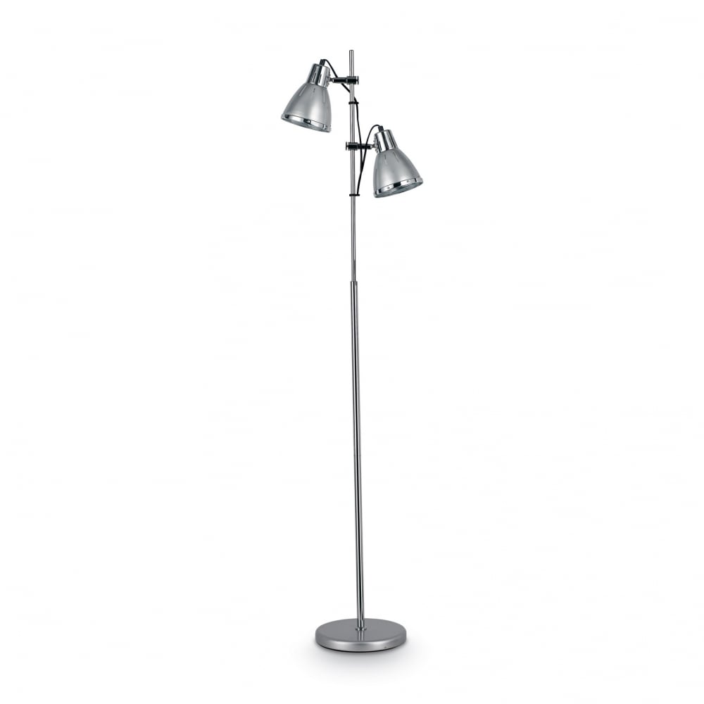 Elvis Quirky Standing Floor Lamp with 2 Matching Silver Shades and Floor Base