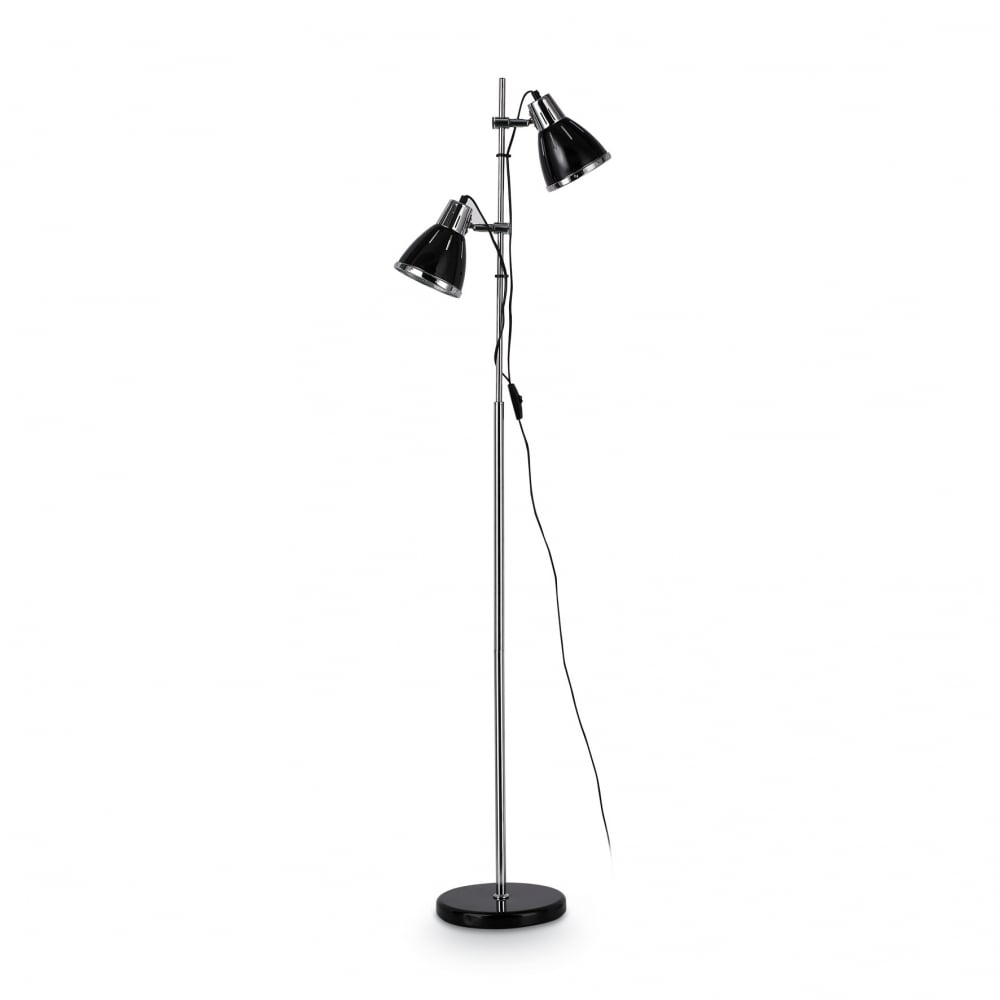 Elvis Quirky Standing Floor Lamp with 2 Matching Black Shades and Floor Base