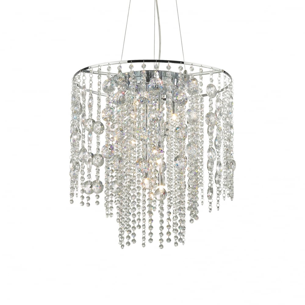 Evasione Elegant Chrome and Crystal Diamante Ceiling Pendant Light