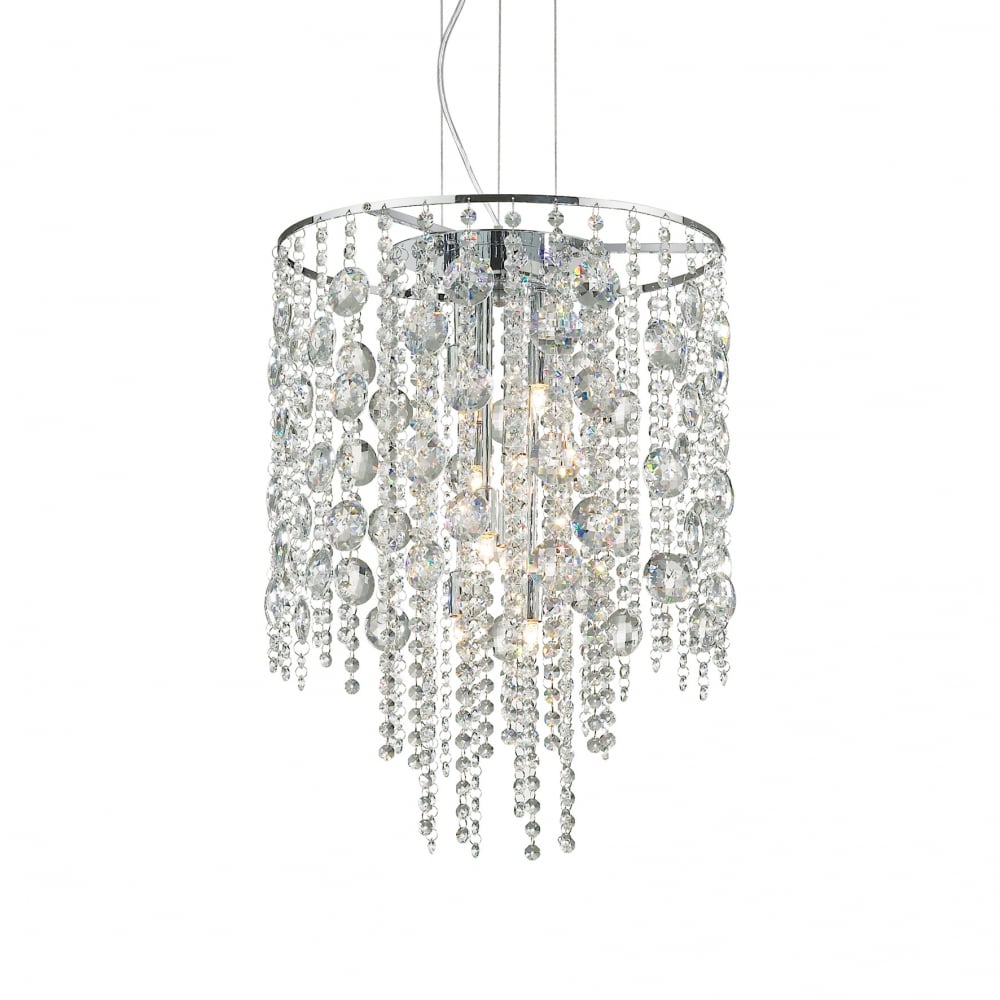 Evasione Elegant Chrome and Crystal Diamante Ceiling Pendant 8 Light