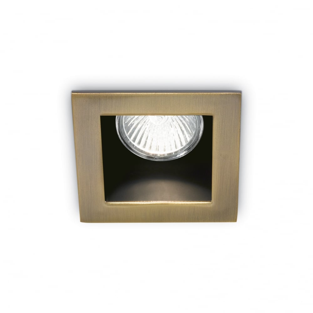 Funky Square Ceiling Recessed Downlight with off set Bezel, GU10, Bronze