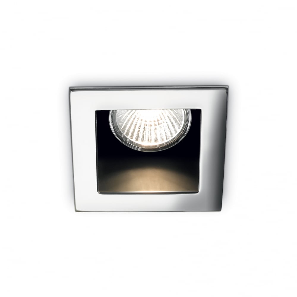 Funky Square Ceiling Recessed Downlight with off set Bezel, GU10, Chrome