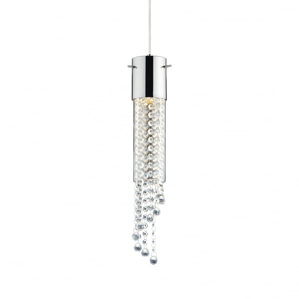 Gocce Modern Chrome Hanging 1 Light with Chrome Beads