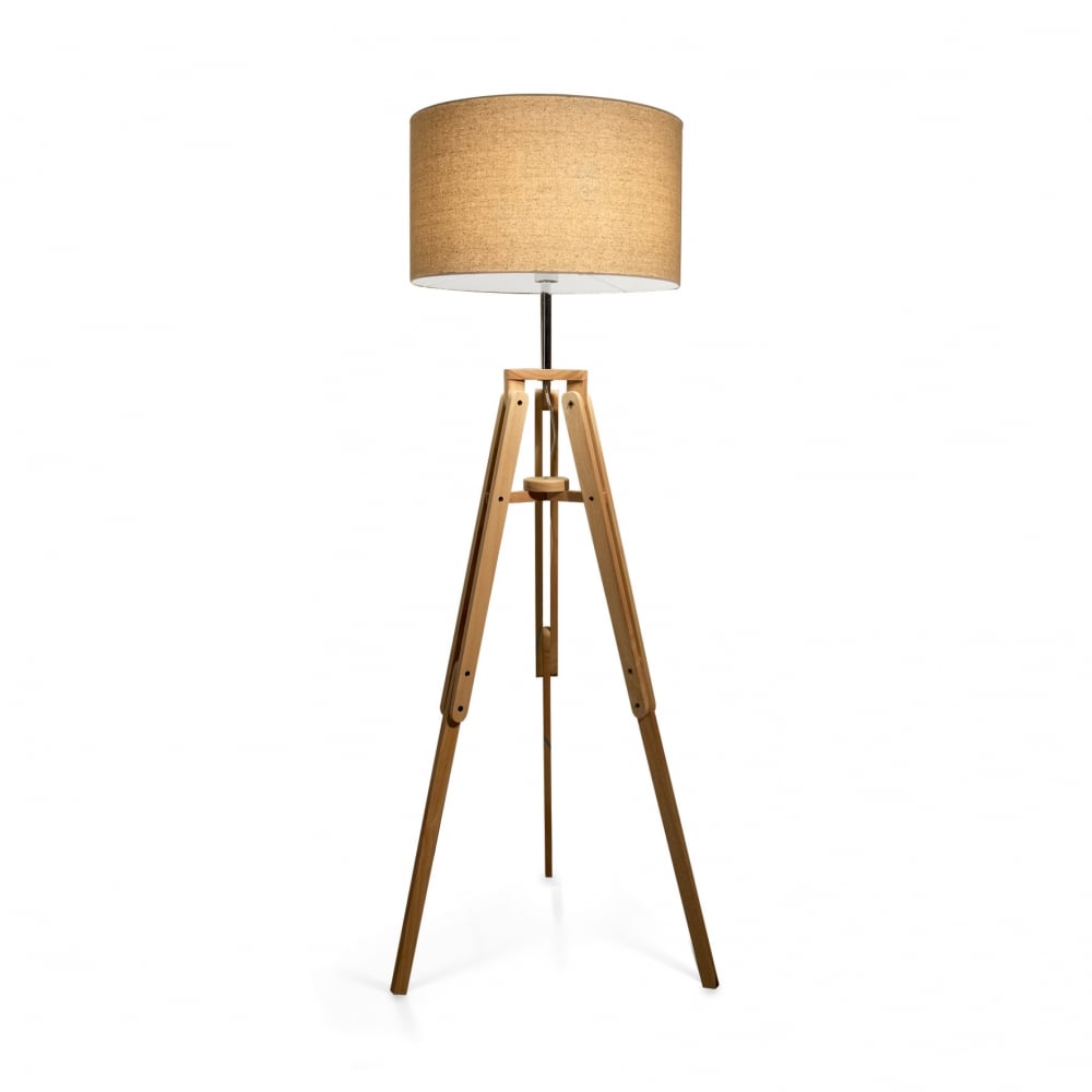 Klimt Tripod Wooden Floor Lamp with Drum Shade