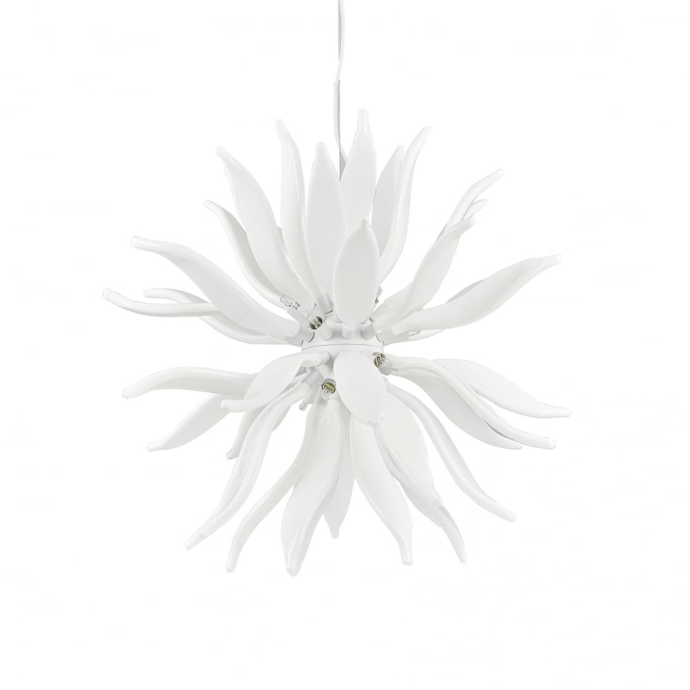 Leaves Artsy Modern 12 Bulb Pendant Light - White