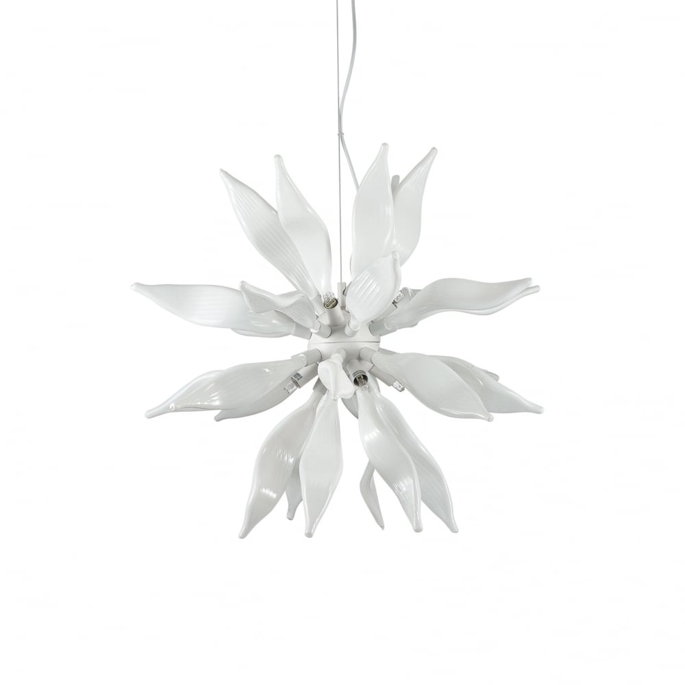 Leaves Artsy Modern 8 Bulb Pendant Light - White