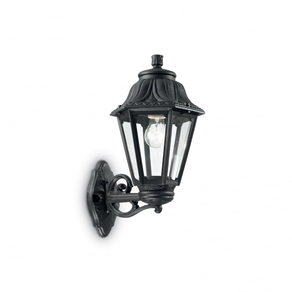 Anna Black Resin Traditional Porch 6 Sided Wall Lantern