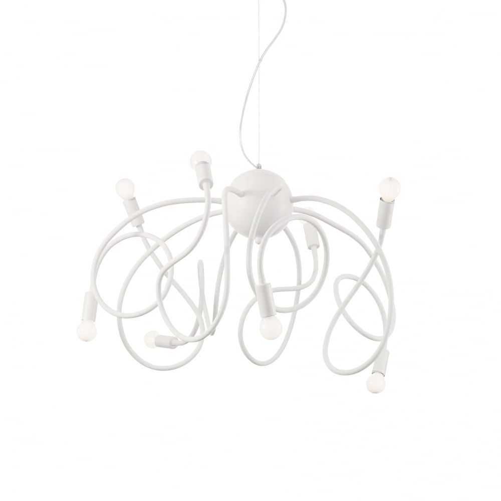 Multiflex Modern Design 8 Bulb Pendant Light - White