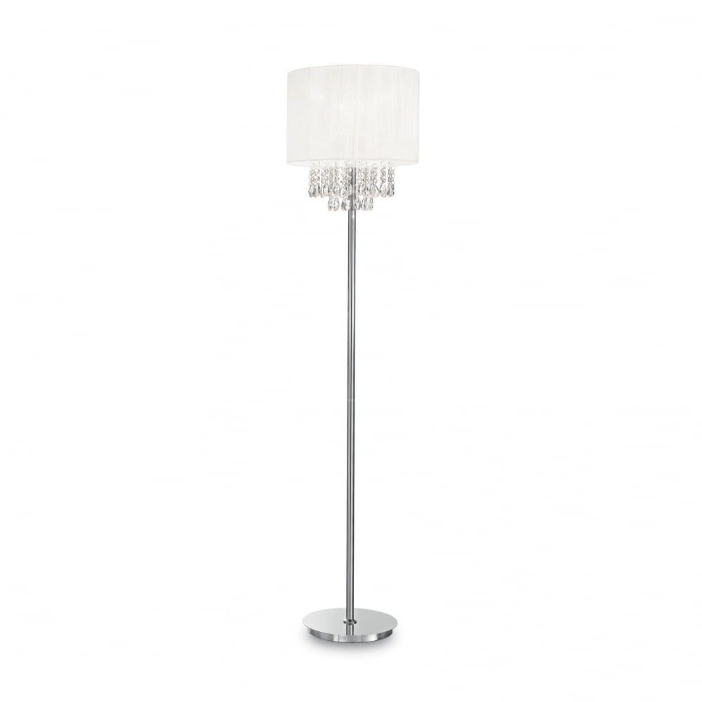 Opera Modern Crystal Floor Lamp with White Shade