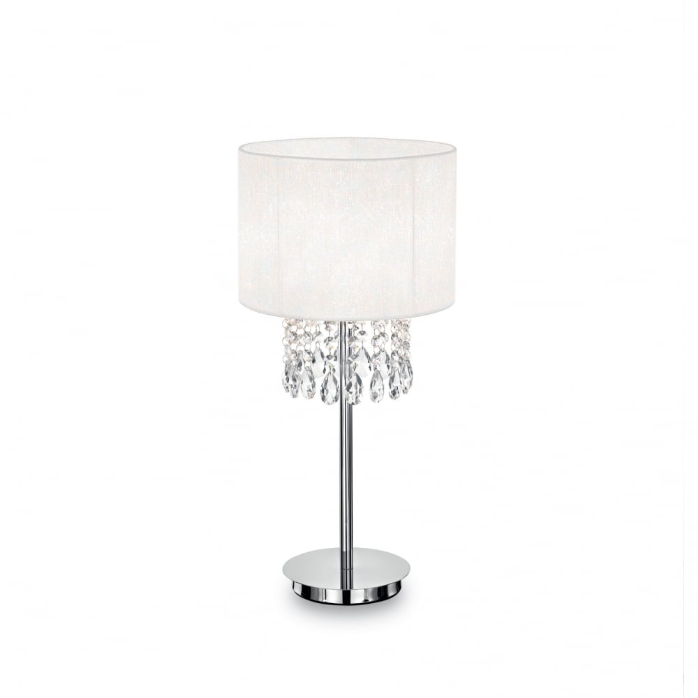 Opera Modern Crystal Table Lamp with White Shade