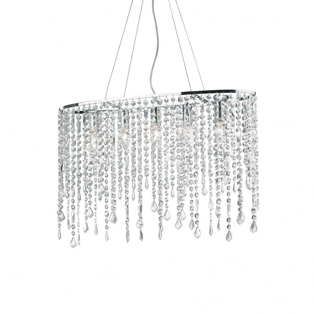 Clear Crystal Rain Effect 5 Light Pendant