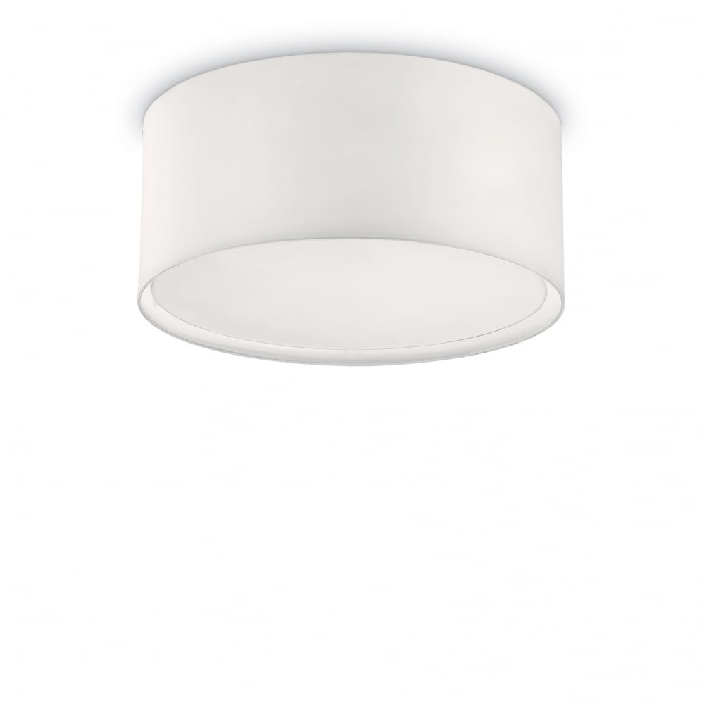 Wheel 5 Bulb Flush Drum Shade Ceiling Light, White