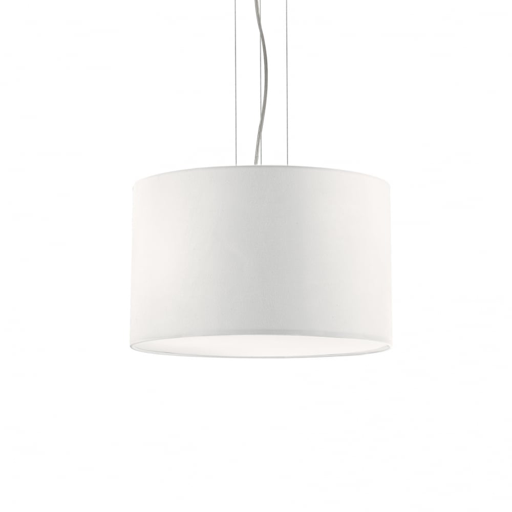 Wheel 5 Bulb Drum Shade Pendant 425cm, White