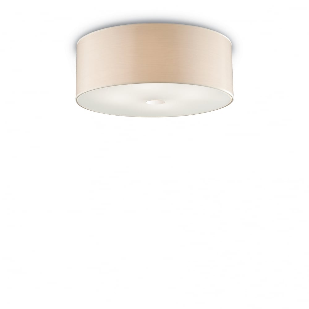 Woody 50cm Ceiling Flush Drum Cylinder Shade Light