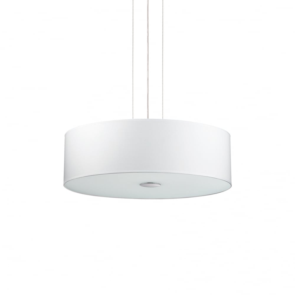 Woody 4 Bulb Ceiling Drum Shade Pendant Light, White