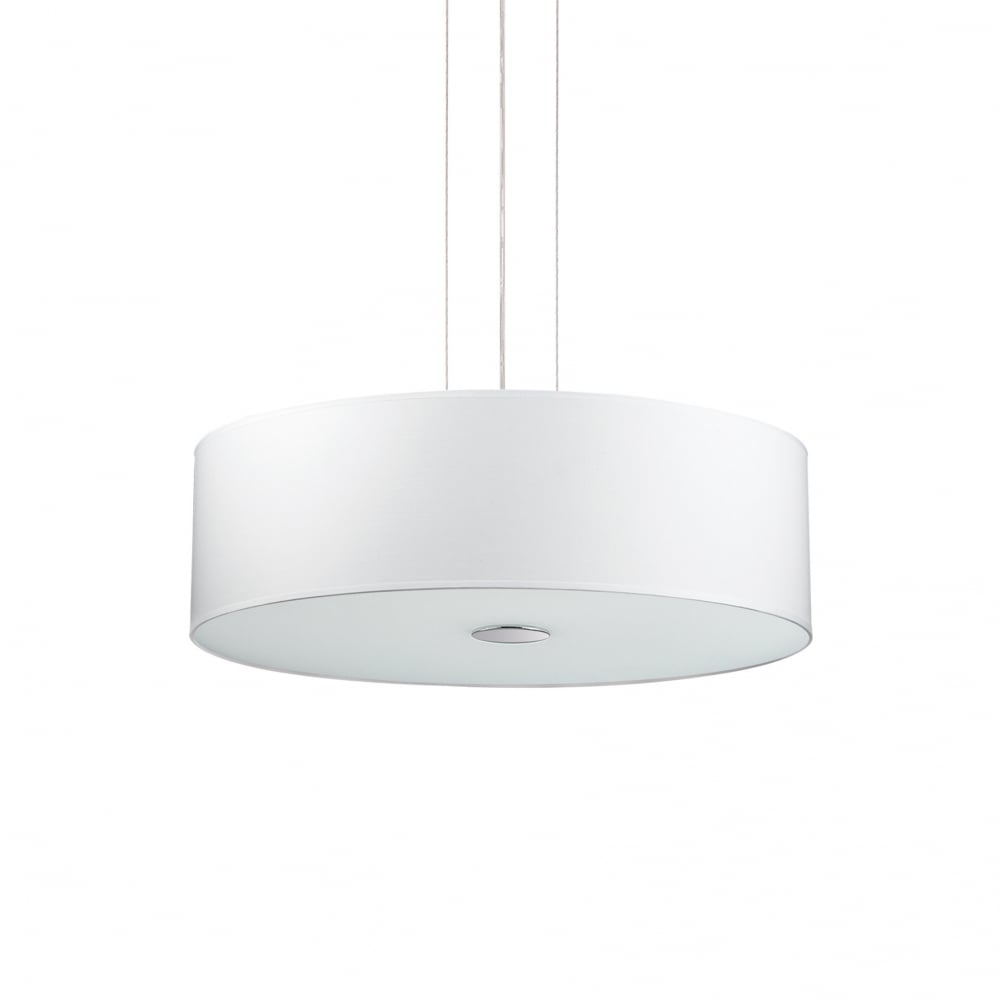 Woody Ceiling Drum Shade Pendant Light, White