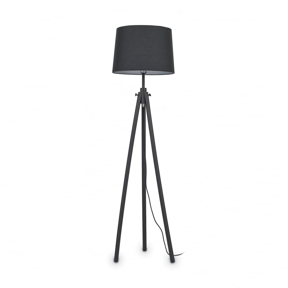 York Tripod Floor Standing Tall Lamp, Black Wood